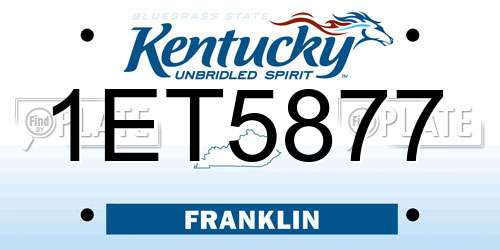 1ET5877 Kentucky License Plate