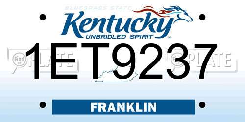 1ET9237 Kentucky License Plate