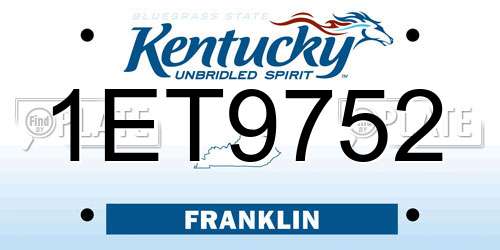1ET9752 Kentucky License Plate