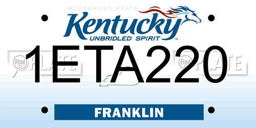 1ETA220 Kentucky License Plate