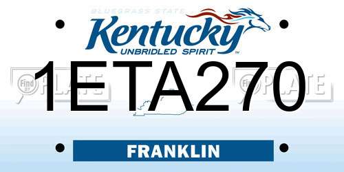 1ETA270 Kentucky License Plate