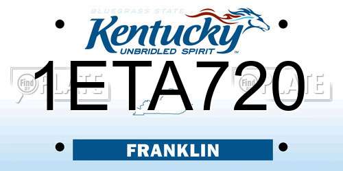 1ETA720 Kentucky License Plate