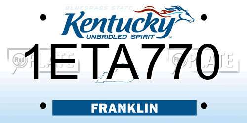 1ETA770 Kentucky License Plate