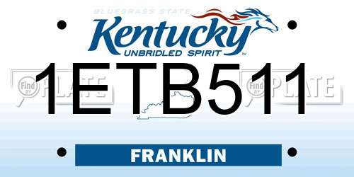 1ETB511 Kentucky License Plate
