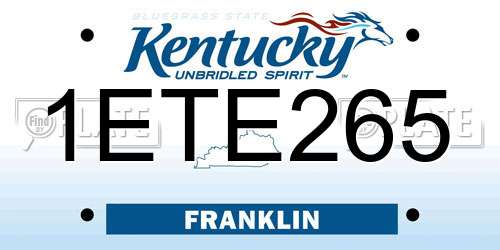 1ETE265 Kentucky License Plate