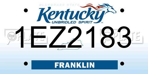 1EZ2183 Kentucky License Plate