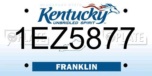 1EZ5877 Kentucky License Plate