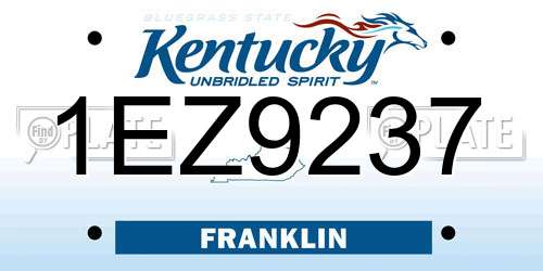 1EZ9237 Kentucky License Plate
