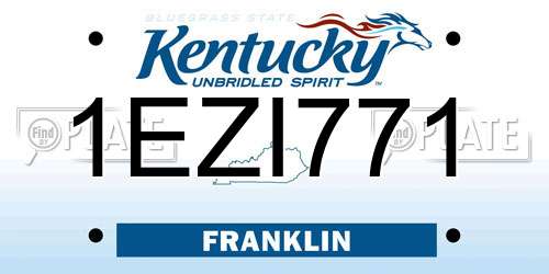 1EZI771 Kentucky License Plate