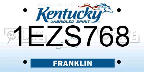 1EZS768 Kentucky License Plate