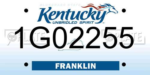 1G02255 Kentucky License Plate