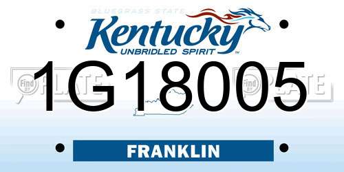 1G18005 Kentucky License Plate