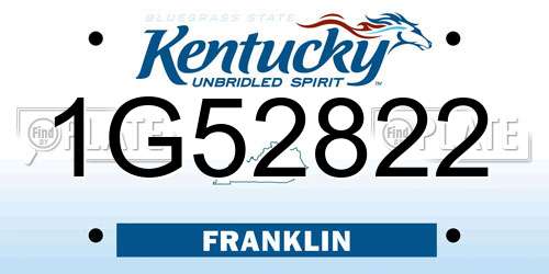 1G52822 Kentucky License Plate