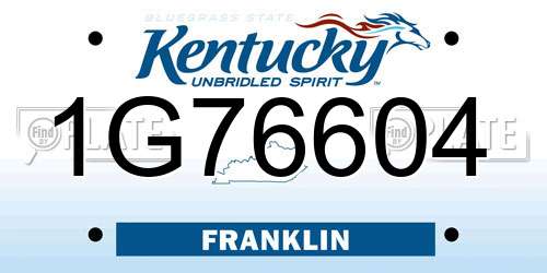 1G76604 Kentucky License Plate