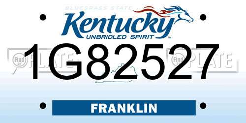 1G82527 Kentucky License Plate