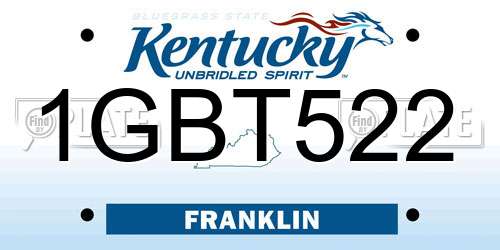1GBT522 Kentucky License Plate