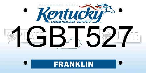 1GBT527 Kentucky License Plate