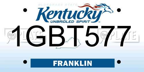 1GBT577 Kentucky License Plate