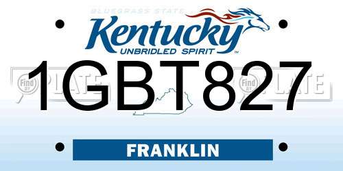 1GBT827 Kentucky License Plate