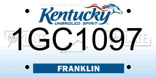 1GC1097 Kentucky License Plate