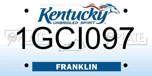 1GCI097 Kentucky License Plate