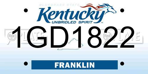 1GD1822 Kentucky License Plate