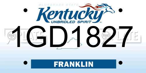 1GD1827 Kentucky License Plate