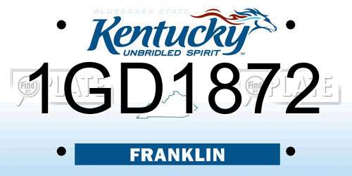 1GD1872 Kentucky License Plate