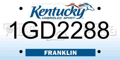 1GD2288 Kentucky License Plate