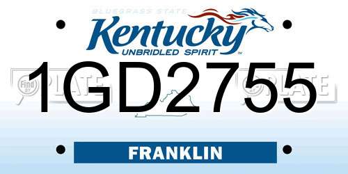 1GD2755 Kentucky License Plate