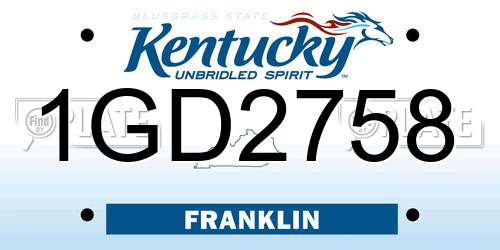 1GD2758 Kentucky License Plate