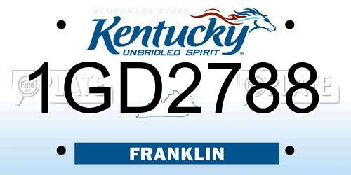 1GD2788 Kentucky License Plate