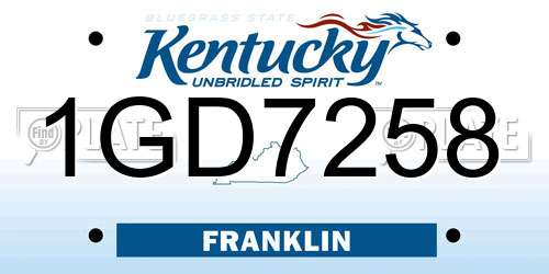 1GD7258 Kentucky License Plate