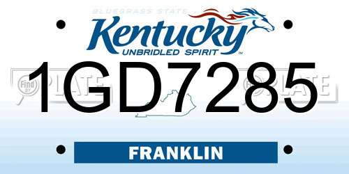 1GD7285 Kentucky License Plate