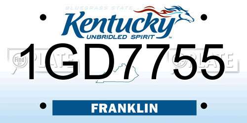 1GD7755 Kentucky License Plate