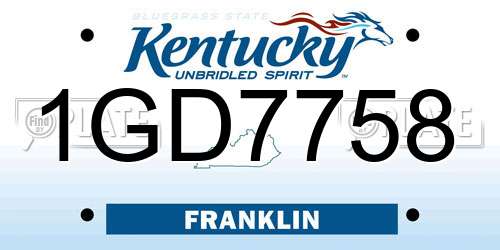 1GD7758 Kentucky License Plate
