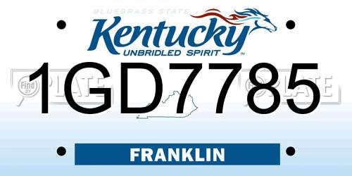1GD7785 Kentucky License Plate