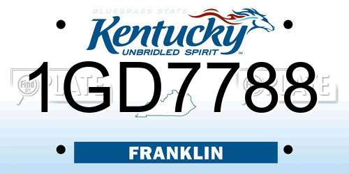 1GD7788 Kentucky License Plate