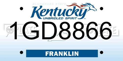 1GD8866 Kentucky License Plate