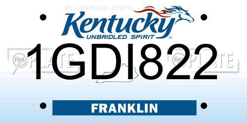 1GDI822 Kentucky License Plate