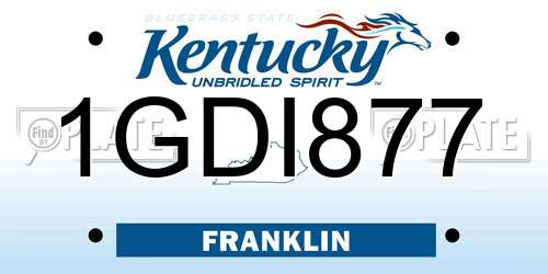 1GDI877 Kentucky License Plate