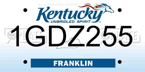 1GDZ255 Kentucky License Plate