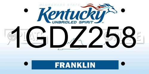 1GDZ258 Kentucky License Plate