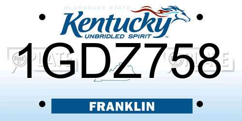 1GDZ758 Kentucky License Plate