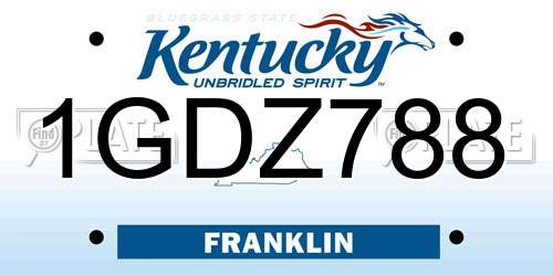 1GDZ788 Kentucky License Plate