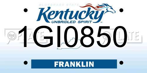 1GI0850 Kentucky License Plate