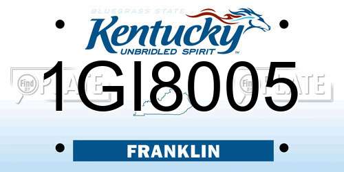 1GI8005 Kentucky License Plate