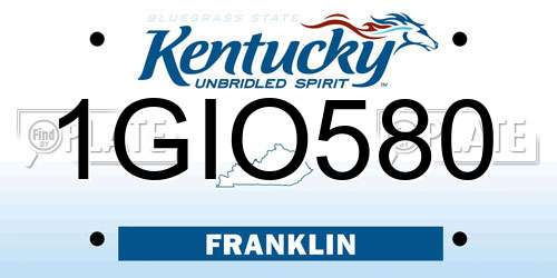 1GIO580 Kentucky License Plate