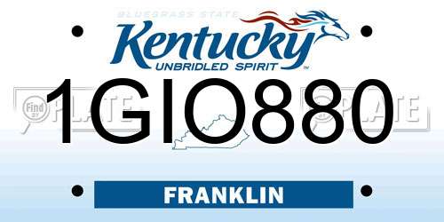 1GIO880 Kentucky License Plate