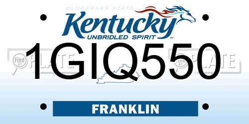 1GIQ550 Kentucky License Plate